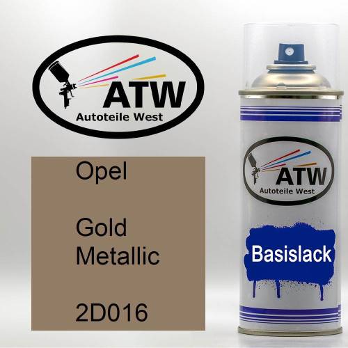 Opel, Gold Metallic, 2D016: 400ml Sprühdose, von ATW Autoteile West.